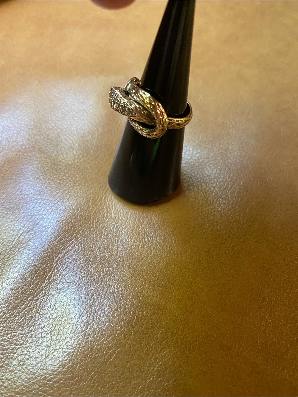 Vintage yellow gold and diamonds snake ring 5.75 - Picture 4 of 13
